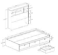 10049 Black Twin Mates Bed and Bookcase Headboard - Spark -3