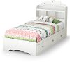 10050 White Twin Mates Bed with Bookcase Headboard - Tiara