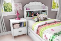 10050 White Twin Mates Bed with Bookcase Headboard - Tiara -3