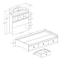 10050 White Twin Mates Bed with Bookcase Headboard - Tiara -4