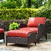 KO70032BR Wicker Patio Chair and Ottoman in Sangria - Kiawah