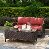 KO70029BR 2 Piece Wicker Patio Furniture Loveseat and Table in Sangria - Kiawah -2