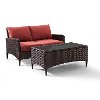 KO70029BR 2 Piece Wicker Patio Furniture Loveseat and Table in Sangria - Kiawah -4