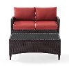 KO70029BR 2 Piece Wicker Patio Furniture Loveseat and Table in Sangria - Kiawah -5