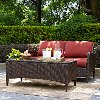 KO70029BR 2 Piece Wicker Patio Furniture Loveseat and Table in Sangria - Kiawah