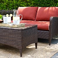 KO70029BR 2 Piece Wicker Patio Furniture Loveseat and Table in Sangria - Kiawah -3