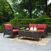 KO70031BR 3 Piece Wicker Patio Furniture Set - Loveseat, Arm Chair and Table in Sangria - Kiawah