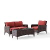 KO70031BR 3 Piece Wicker Patio Furniture Set - Loveseat, Arm Chair and Table in Sangria - Kiawah -2
