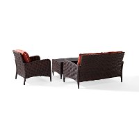 KO70031BR 3 Piece Wicker Patio Furniture Set - Loveseat, Arm Chair and Table in Sangria - Kiawah -4
