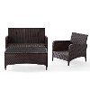 KO70031BR 3 Piece Wicker Patio Furniture Set - Loveseat, Arm Chair and Table in Sangria - Kiawah -5