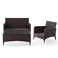 KO70031BR 3 Piece Wicker Patio Furniture Set - Loveseat, Arm Chair and Table in Sangria - Kiawah -5