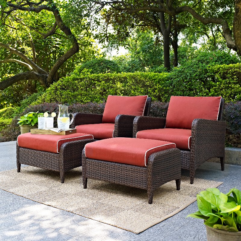 4 Piece Wicker Patio Chair And Ottoman In Sangria Kiawah Rc 4 Piece Wicker Patio Chair And Ottoman In Sangria Kiawah Rc Willey Furniture