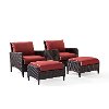 KO70033BR 4 Piece Wicker Patio Chair and Ottoman in Sangria - Kiawah -4