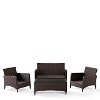 KO70028BR 4 Piece Wicker Patio Furniture Set - Loveseat, Arm Chairs and Table in Sangria - Kiawah -1