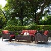 KO70028BR 4 Piece Wicker Patio Furniture Set - Loveseat, Arm Chairs and Table in Sangria - Kiawah -2