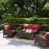 KO70028BR 4 Piece Wicker Patio Furniture Set - Loveseat, Arm Chairs and Table in Sangria - Kiawah -4