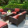 KO70028BR 4 Piece Wicker Patio Furniture Set - Loveseat, Arm Chairs and Table in Sangria - Kiawah -5