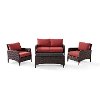 KO70028BR 4 Piece Wicker Patio Furniture Set - Loveseat, Arm Chairs and Table in Sangria - Kiawah -8