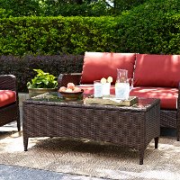 CO7209-BR Dark Brown Wicker Glass Top Table - Kiawah -2