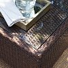 CO7209-BR Dark Brown Wicker Glass Top Table - Kiawah -3