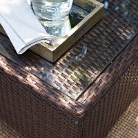 CO7209-BR Dark Brown Wicker Glass Top Table - Kiawah -3