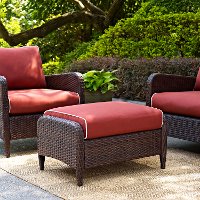 CO7119-BR Sangria Wicker Ottoman - Kiawah