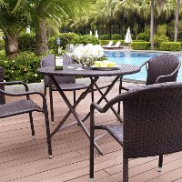 KO70012BR Dark Brown 5 Piece Wicker Dining Set - Palm Harbor