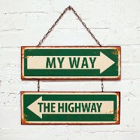 Metal Antique White and Green My Way Hanging Sign