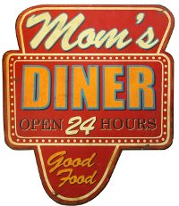 Mom's Diner Wood Sign