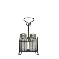 Metal Salt and Pepper with Caddy