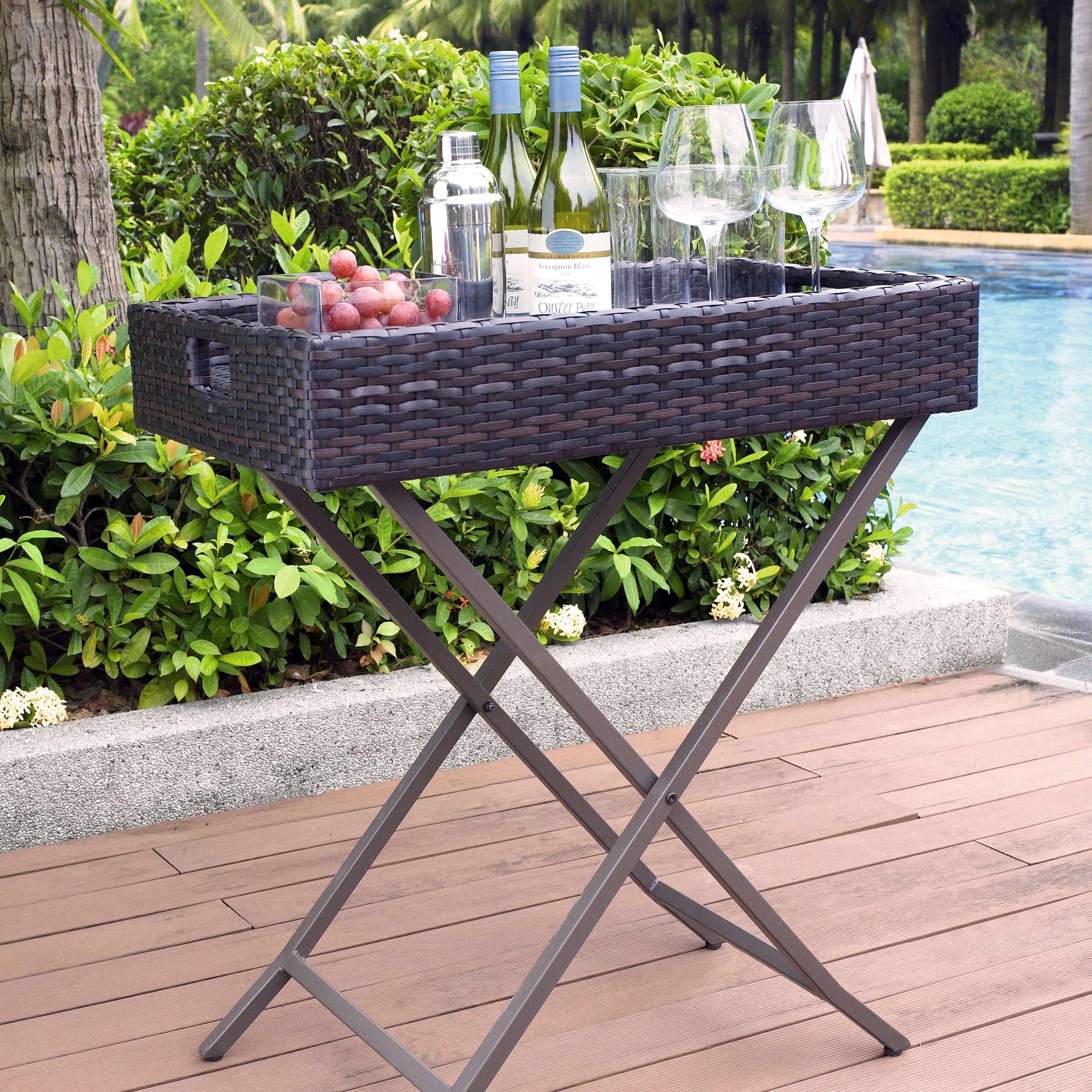 CO7206-BR Dark Brown Wicker Butler Tray - Palm Harbor-1