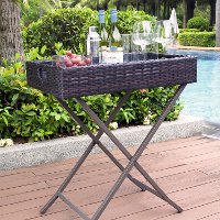 CO7206-BR Dark Brown Wicker Butler Tray - Palm Harbor