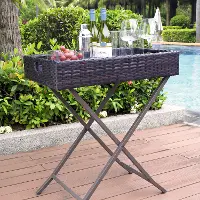 CO7206-BR Dark Brown Wicker Butler Tray - Palm Harbor