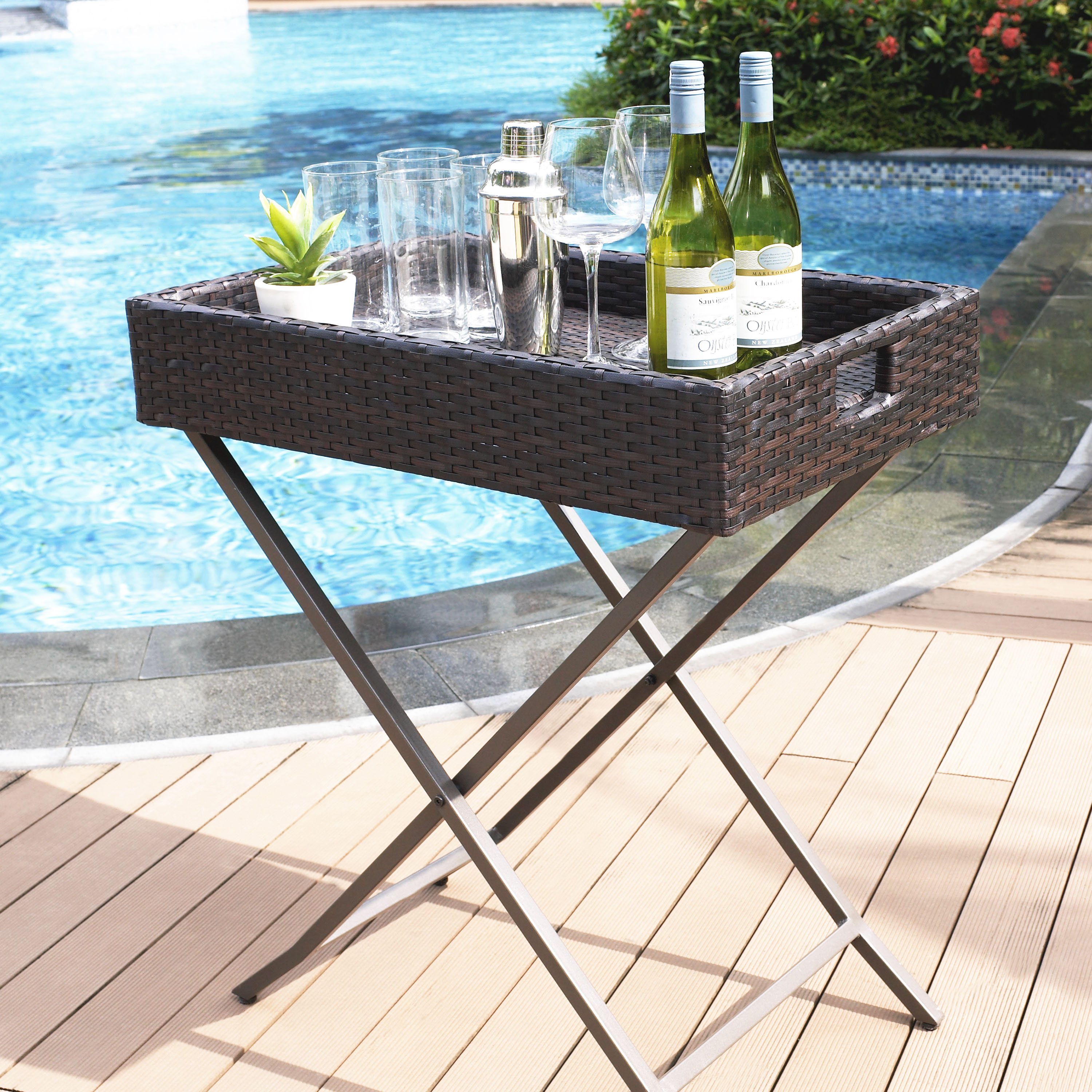 CO7206-BR Dark Brown Wicker Butler Tray - Palm Harbor-2
