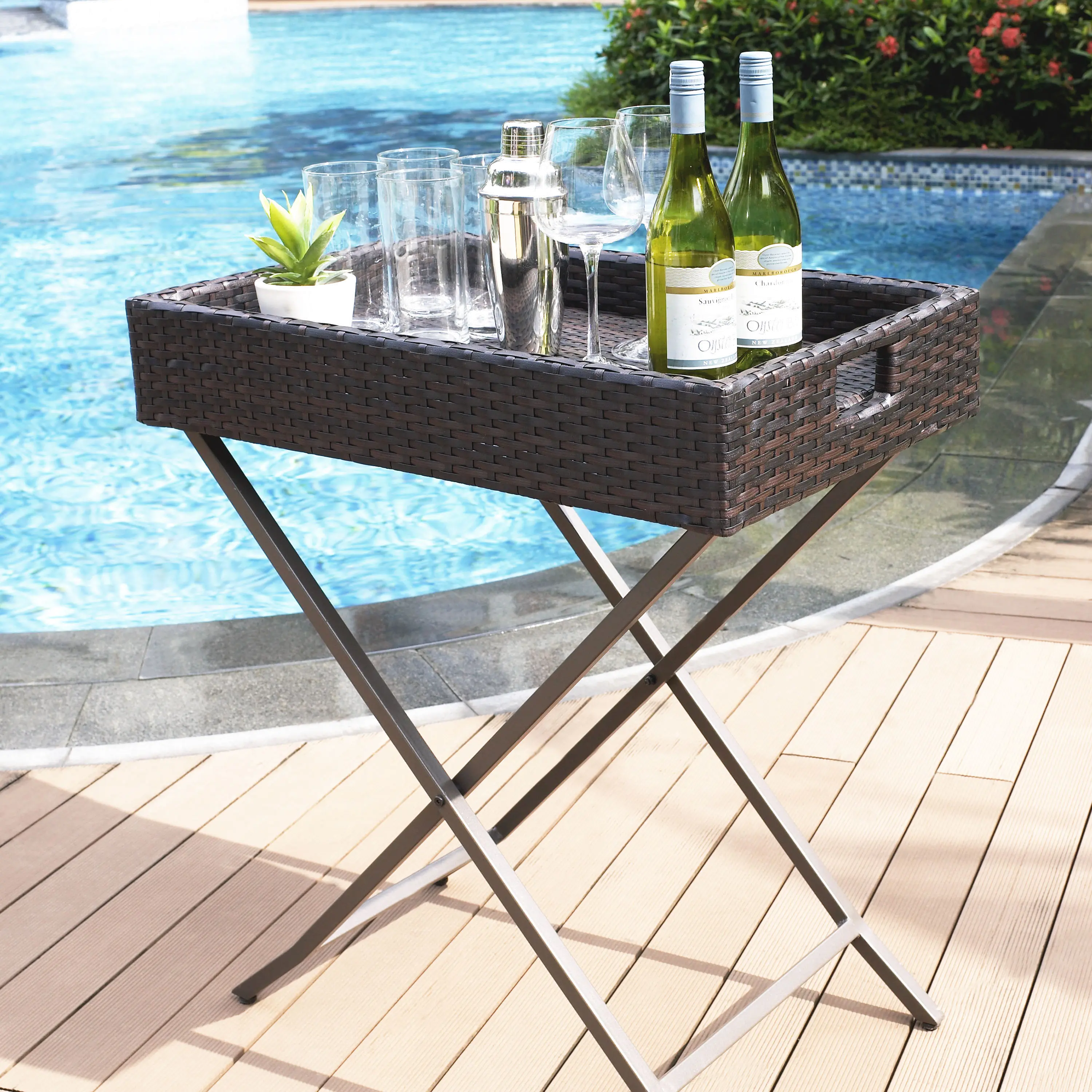 CO7206-BR Dark Brown Wicker Butler Tray - Palm Harbor-2