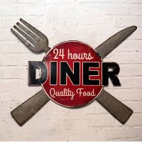 Metal Fork and Knife 'Diner' Sign