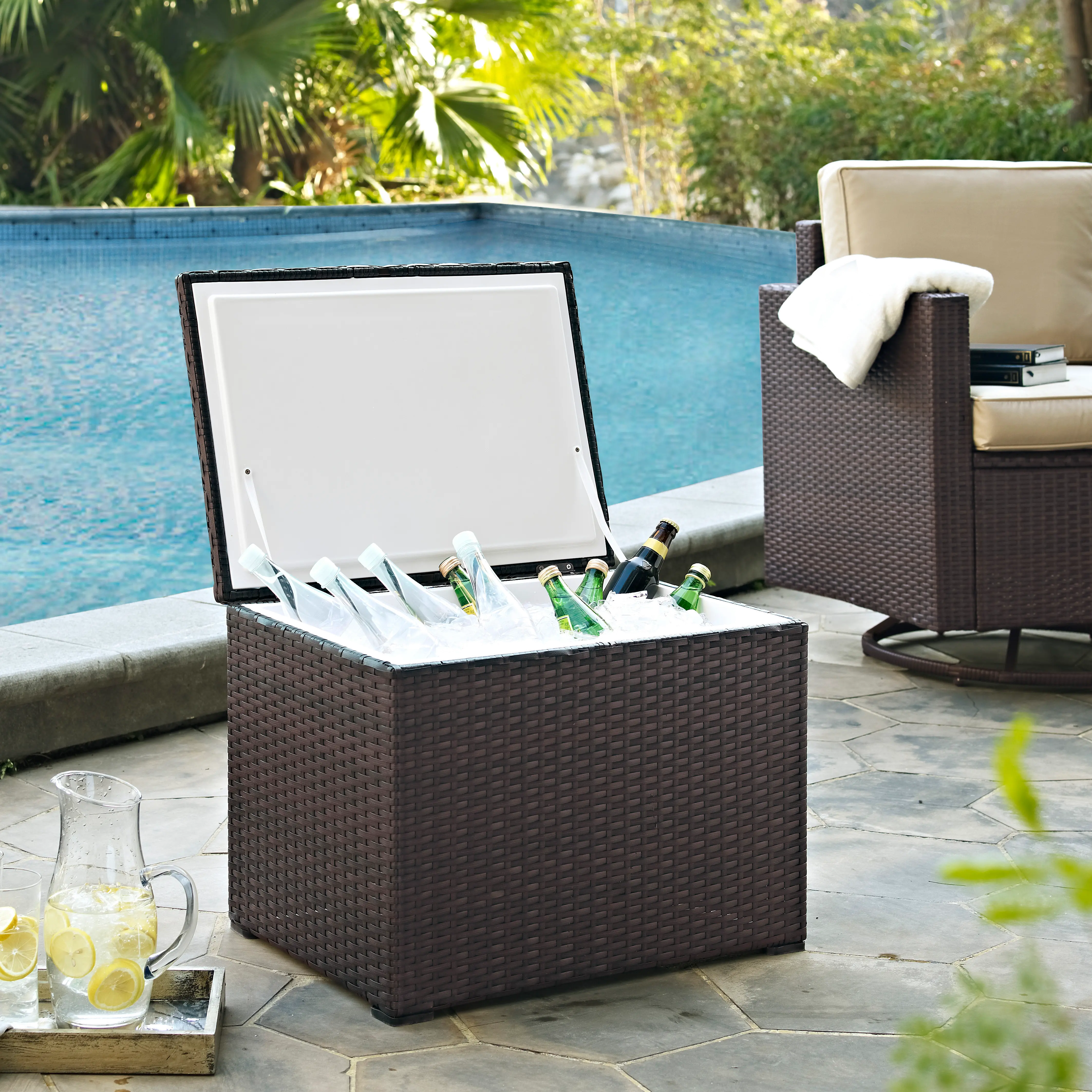 CO7302-BR Dark Brown Wicker Outdoor Cooler - Palm Harbor -1