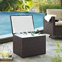 CO7302-BR Dark Brown Wicker Outdoor Cooler - Palm Harbor