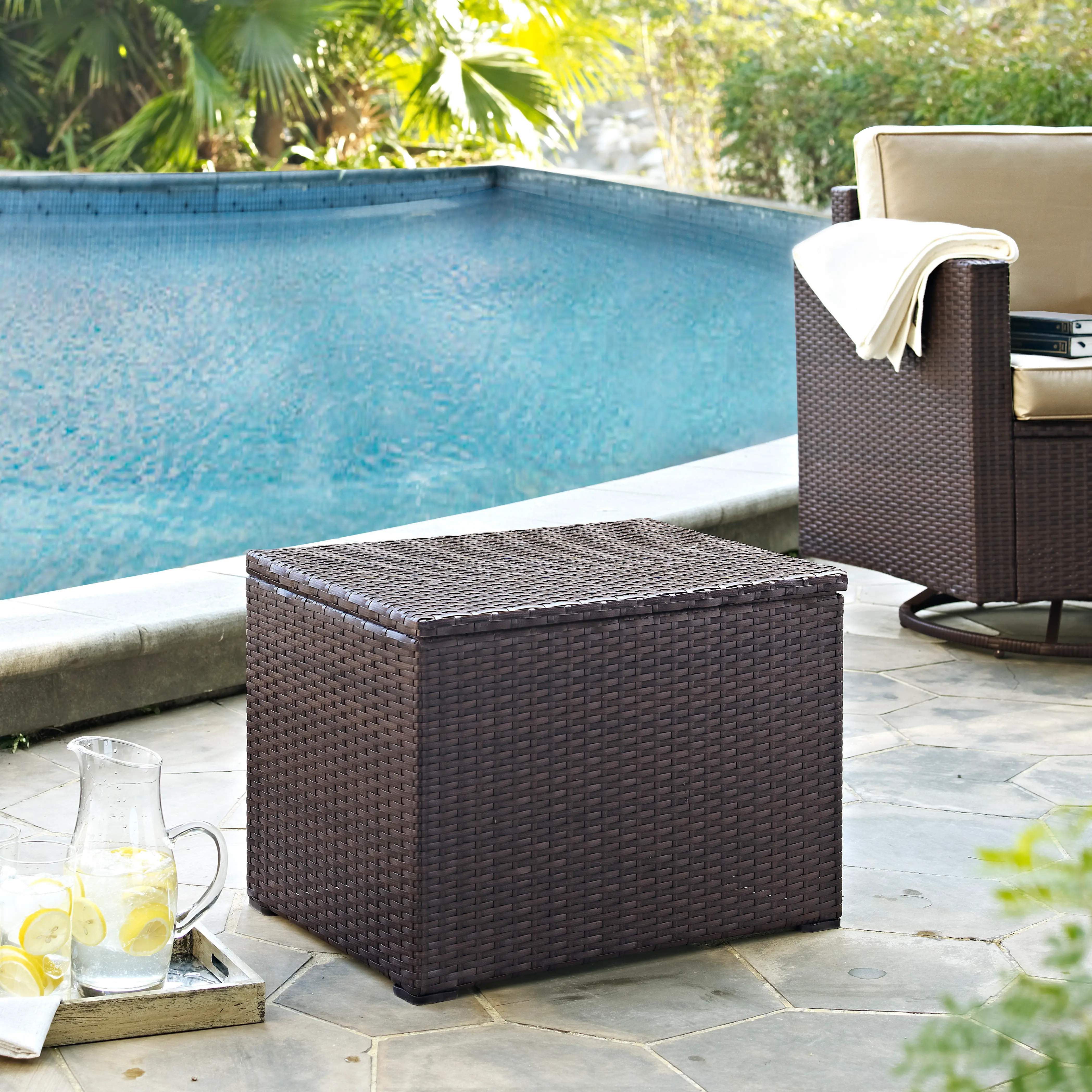 CO7302-BR Dark Brown Wicker Outdoor Cooler - Palm Harbor -2