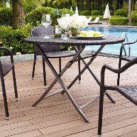 CO7205-BR Dark Brown Wicker Folding Table - Palm Harbor