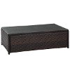 CO7201-BR Dark Brown Outdoor Wicker Glass Top Table - Palm Harbor