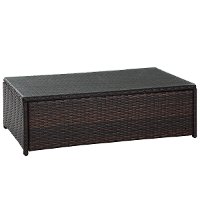 CO7201-BR Dark Brown Outdoor Wicker Glass Top Table - Palm Harbor