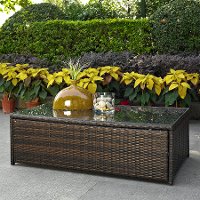 CO7201-BR Dark Brown Outdoor Wicker Glass Top Table - Palm Harbor-2