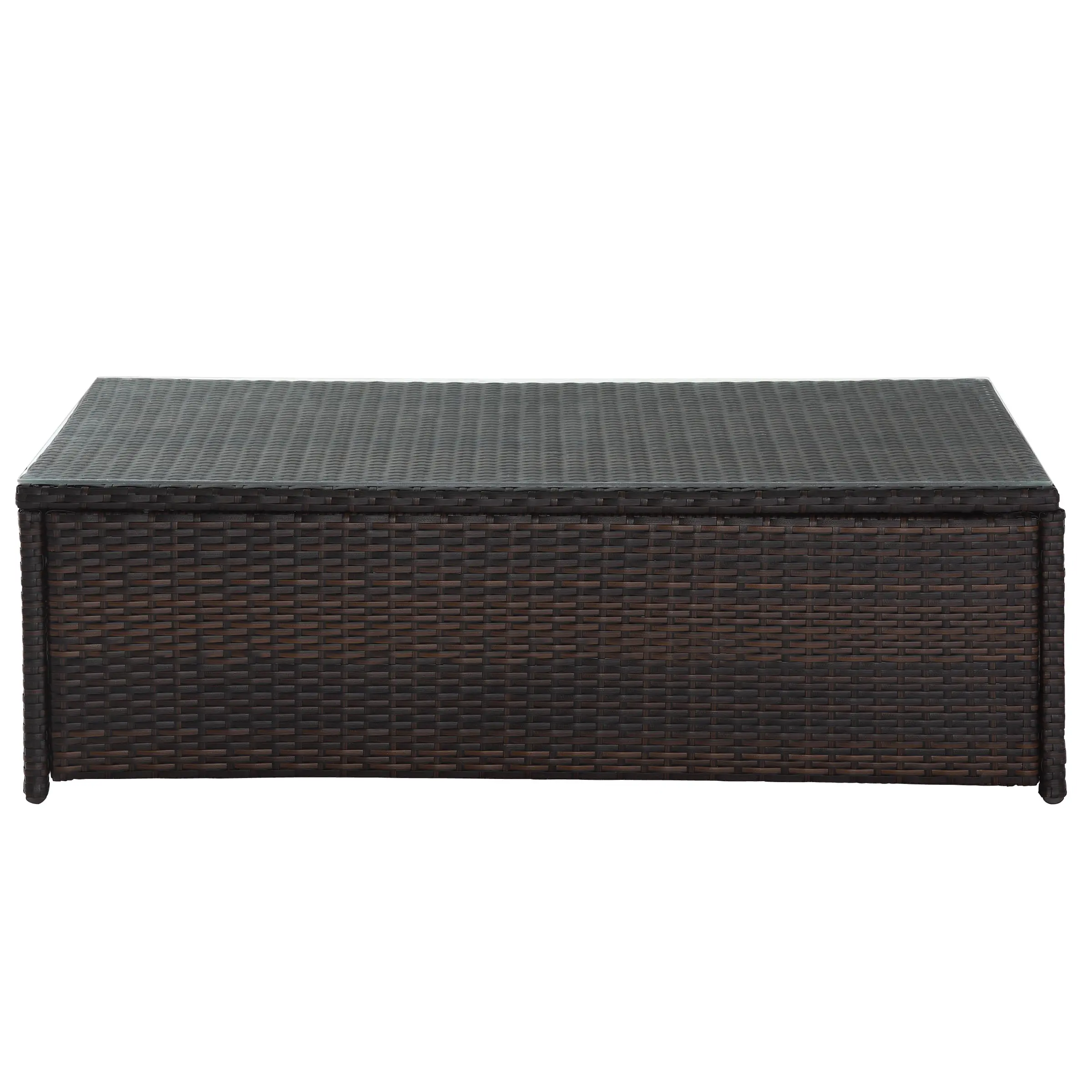 CO7201-BR Dark Brown Outdoor Wicker Glass Top Table - Palm Harbor-3