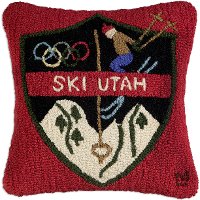 Ski Utah Patch 18 Inch Wool Throw Pillow