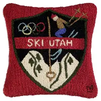 Ski Utah Patch 18 Inch Wool Throw Pillow