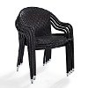 CO7109-BR Dark Brown Stackable Outdoor Wicker Chairs (Set of 4) - Palm Harbor