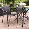 CO7109-BR Dark Brown Stackable Outdoor Wicker Chairs (Set of 4) - Palm Harbor -2