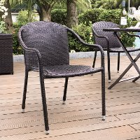 CO7109-BR Dark Brown Stackable Outdoor Wicker Chairs (Set of 4) - Palm Harbor -3