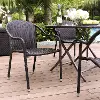 CO7109-BR Palm Harbor Stackable Wicker Patio Chairs, Set of 4